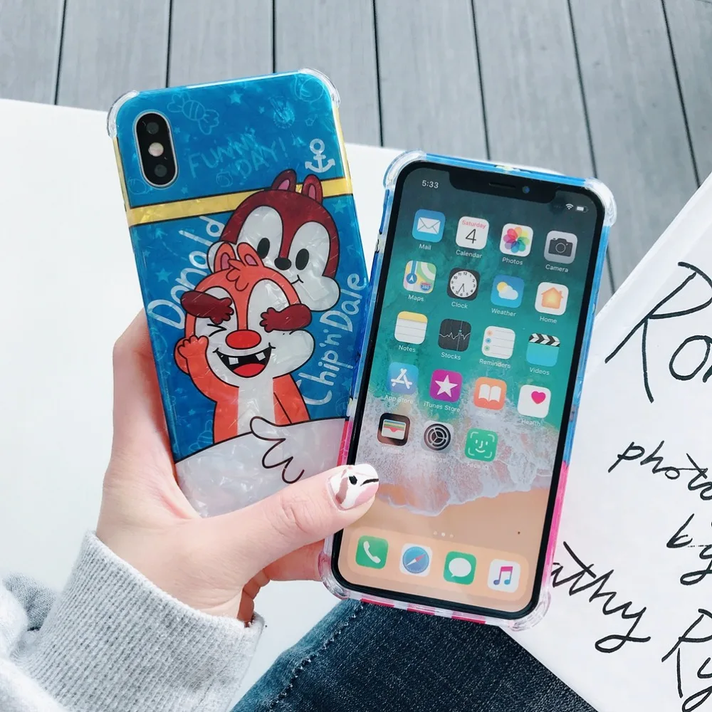 Soft Glitter Conch Shell For iPhone 6 6s 7 8 Plus X XR XS Max Case Four-corner anti-fall Cover Cartoon Marble Capa |