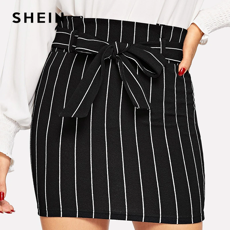 SHEIN Юбка С Поясом И Складкой Летняя Женская Юбка, Офисная Юбка-Карандаш