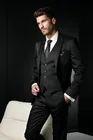 Высококачественные черные смокинги для жениха на одной пуговице с пиковым отворотом мужские свадебные костюмы для шафера (пиджак + брюки + жилет + галстук) : 95