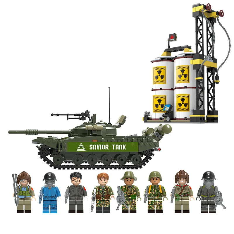 No original box 1028 шт. Военная серия Россия T-72 основной боевой танк армейский солдат фигурки строительные блоки игрушки для детей Подарки - Цвет: No original box