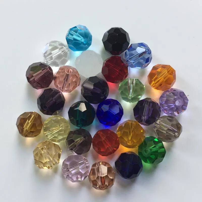 Factory Direct Wholesale 100pcs/Bag AAA2 32Fa Round Crystal Glass Bead 10MM Loose Beads AAA Grade for Jewelry Making 30 Colors | Украшения