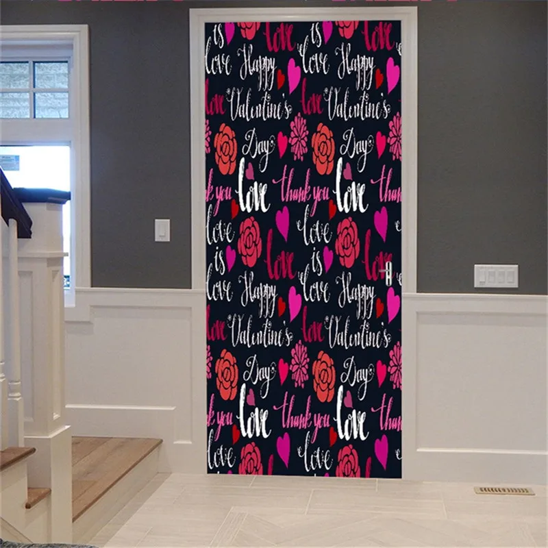 Door Stickers39 Новая настенная дверь паста ваза с лилиями шаблон наклейки Diy самоклеющиеся водонепроницаемые обои постеры для украшения дома - Цвет: Door Stickers39