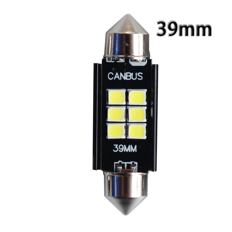 Фото Высококачественные светодиодные лампы C5W 2835 6 SMD, 2 шт., без ошибок Canbus, 6000K, Festoon, 6 светодиодов, 31/36/39/41 мм, Canbus, 12В, для чтения. №3