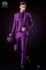 Пиджак мужской из трех предметов, облегающий, из брюк, фиолетового цвета