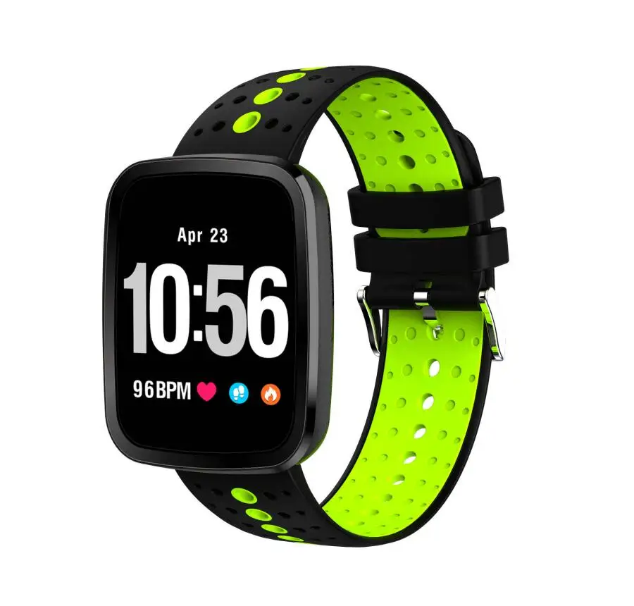 green GOLDENSPIKE V6 Смарт часы IP68 Водонепроницаемый Bluetooth SmartWatch монитор сердечного ритма Удаленная камера для iPhone Android телефон - Цвет: green