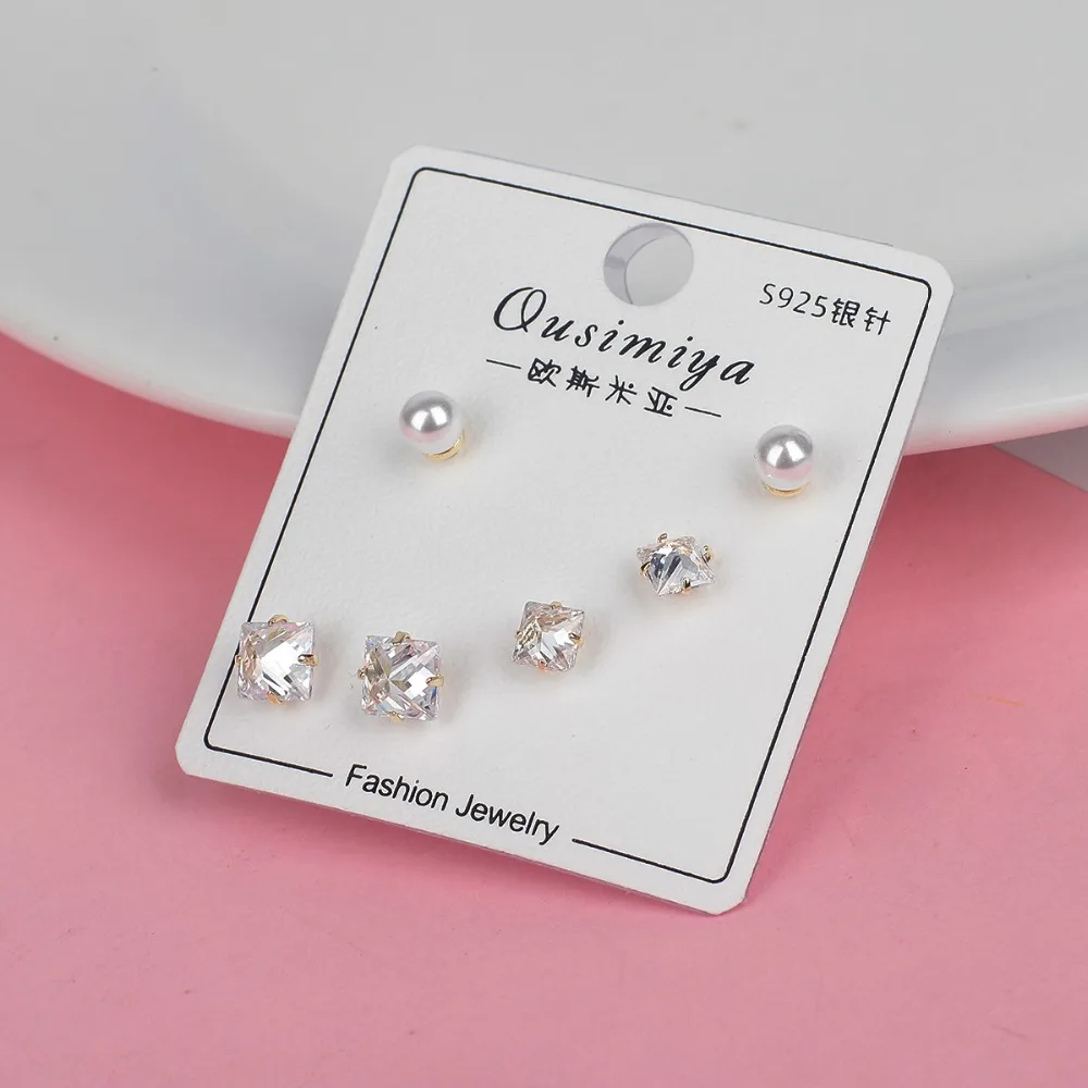 Новинка, модные 925 пробы Серьги-гвоздики с серебряной иглой, милые серьги-гвоздики с кубическим цирконием и кристаллами вишни, Набор Для Пирсинга Ушей, подарок для женщин