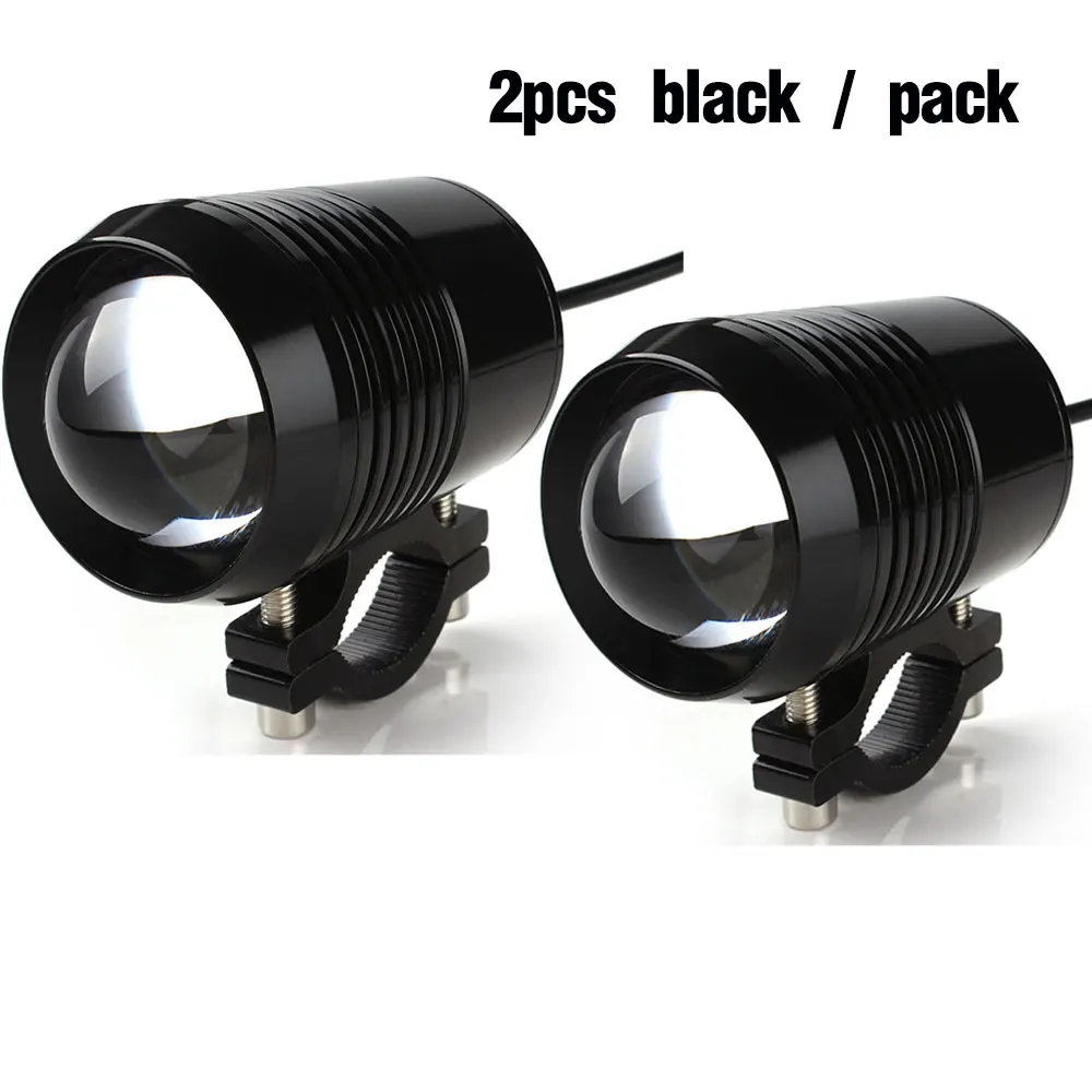 black 2pcs 2 шт. мотоциклетный головной светильник U2 1200лм 30 Вт Высокий Низкий Светодиодный прожектор для вождения, головной светильник, налобный светильник черного и серебристого цвета - Цвет: black 2pcs