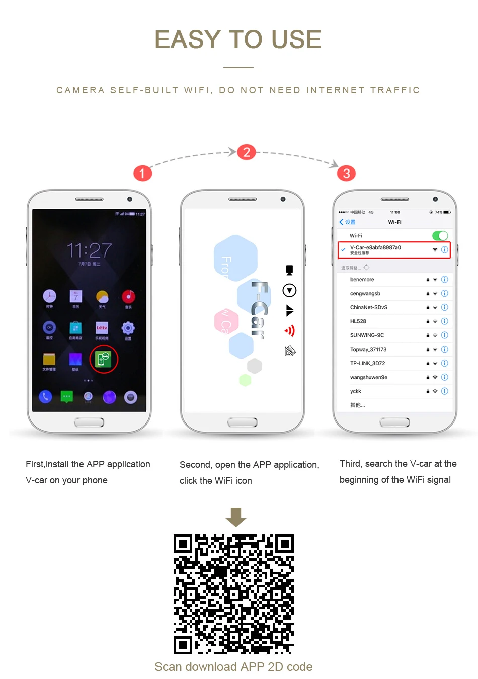 ANSTAR Wifi камера заднего вида, водонепроницаемая, HD, ночное видение, Автомобильная камера заднего вида, для IOS и Android, монитор, парковочная камера заднего вида