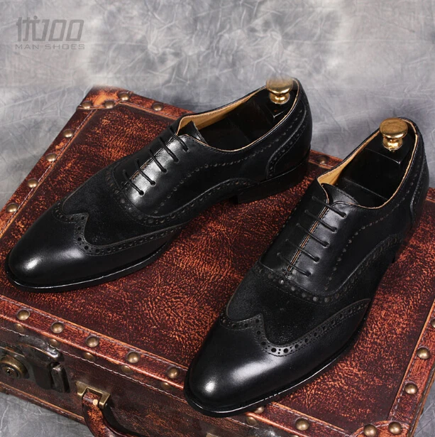 

Italian style fashion men handmade Bullock carved brogue shoes Black/Brown real leather lace up formal business shoes men EU44