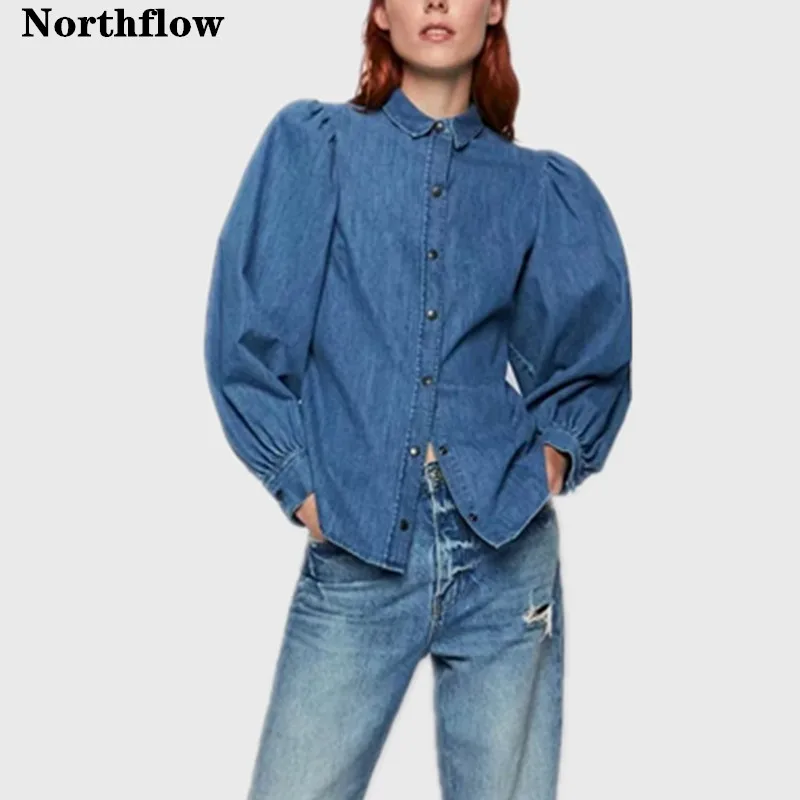 Northflow 2019 blusas блузка mujer de moda кимоно с пышными рукавами однотонные однобортные