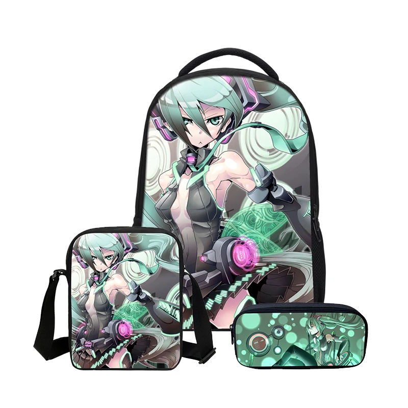VEEVANV Горячие Hatsune Miku девушки Bookbag Мода 3 шт./компл. сумки на плечо пенал