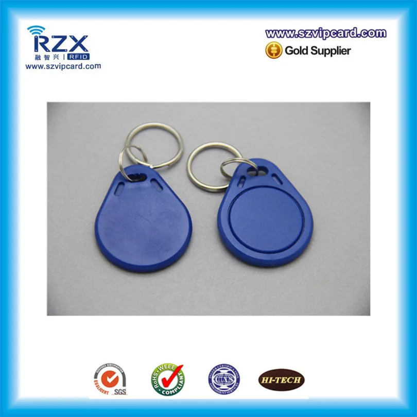 5000pcs Blue color 13.56Mh FM11RF08 1K memory rfid proximity tag key fob/ chain for access control system