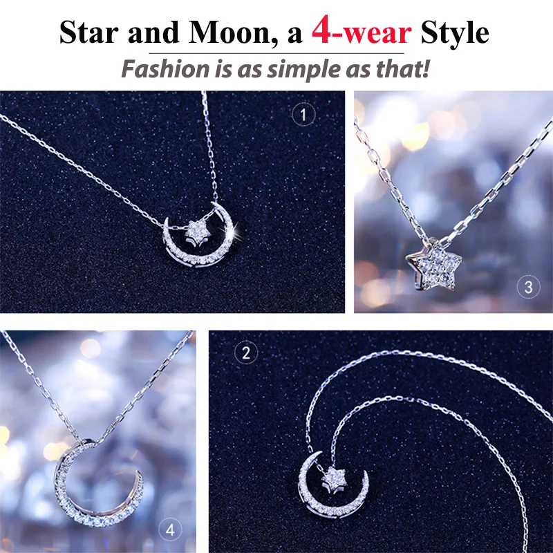 ORSA JEWELS 925 пробы Серебряное ожерелье с кулоном в виде звезды с австрийским кристаллом для женщин 4 способа носить ожерелье Подарки SN06