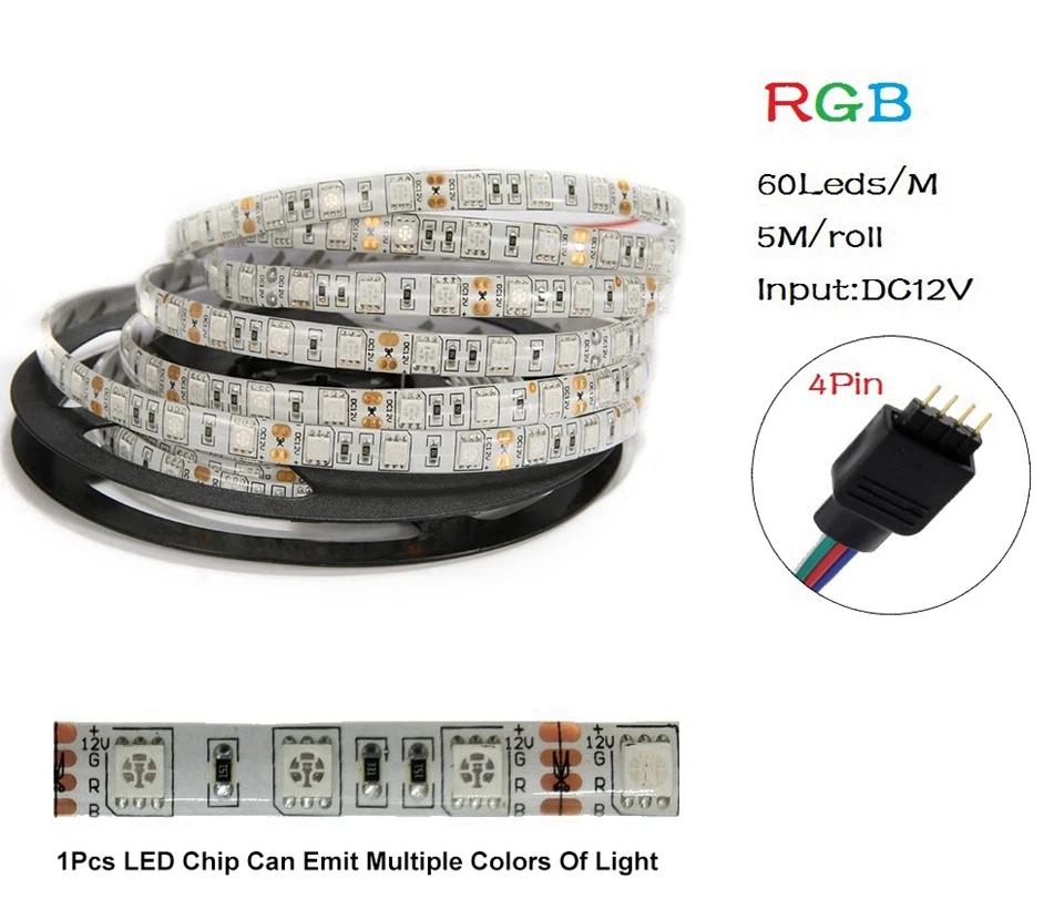 Светодиодные ленты 5050 DC12V гибкий светодиодный свет черный/белый PCB нет