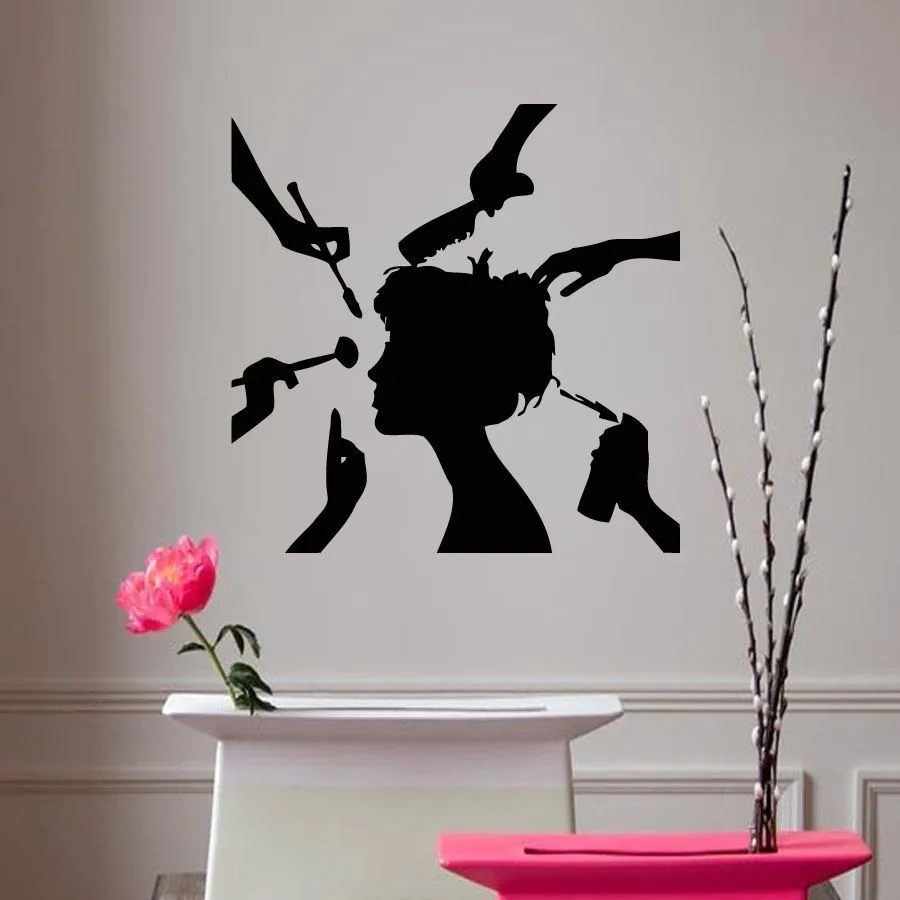 

Vinyl Sticker Decal Girl Make Up Hair Style Beauty Salon Decor Hair shop Mural Art wall Decor Dective decoration