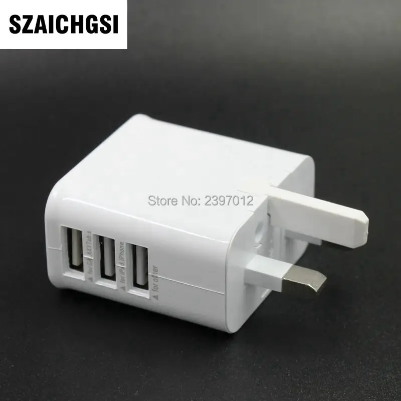 SZAICHGSI 3 USB порта Великобритания плоские контакты британская вилка для дома