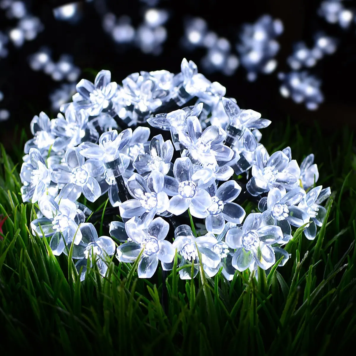Dcoo String Lights Battery Operated Timer 50 LEDs Blossom Flower Fairy Outdoor Lighting Garden Wedding Decoration | Лампы и освещение