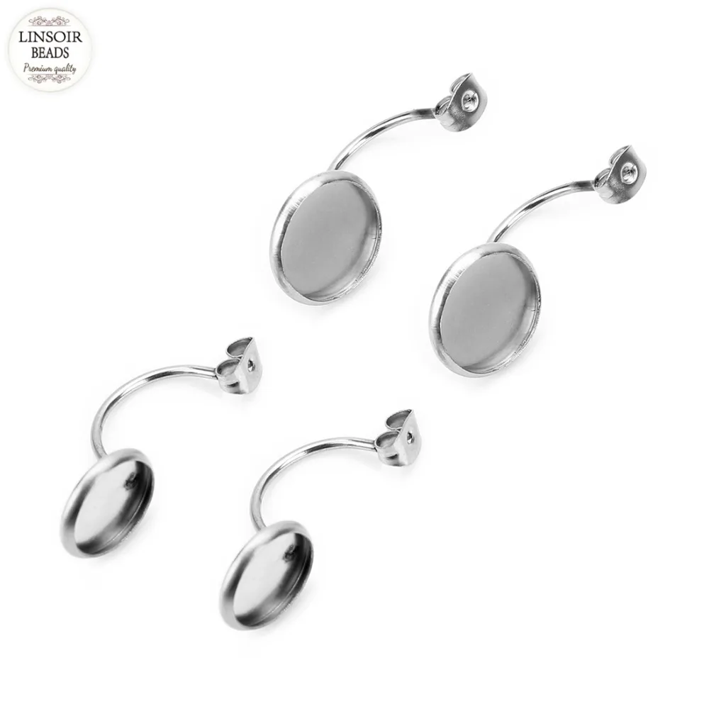 

Linsoir 10 шт./лот из нержавеющей стали u-образный кабошон серьга настройки диаметр 10 мм 12 мм пустая основа diy серьги-крючки