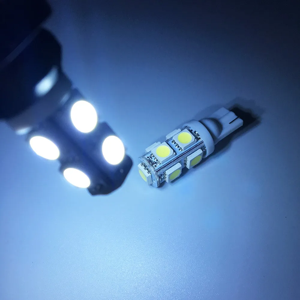 Автомобильные Боковые габаритные лампы 10X T10 9SMD 5050 холодный белый свет 194 168 W5W