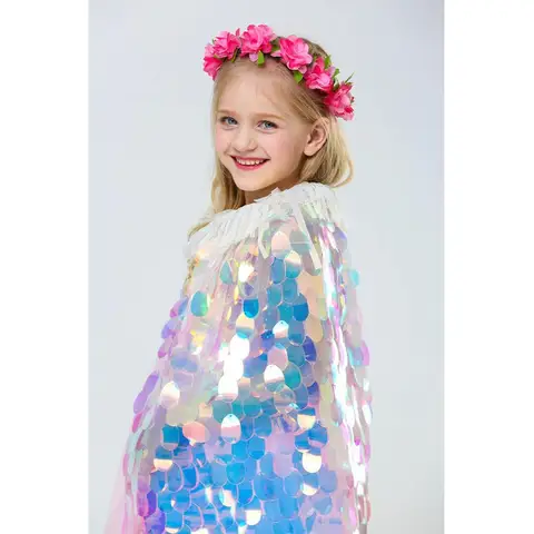 2020 Милая сказочная накидка принцессы Ариэль платье новая накидка с блестками блестящий костюм русалки женское платье