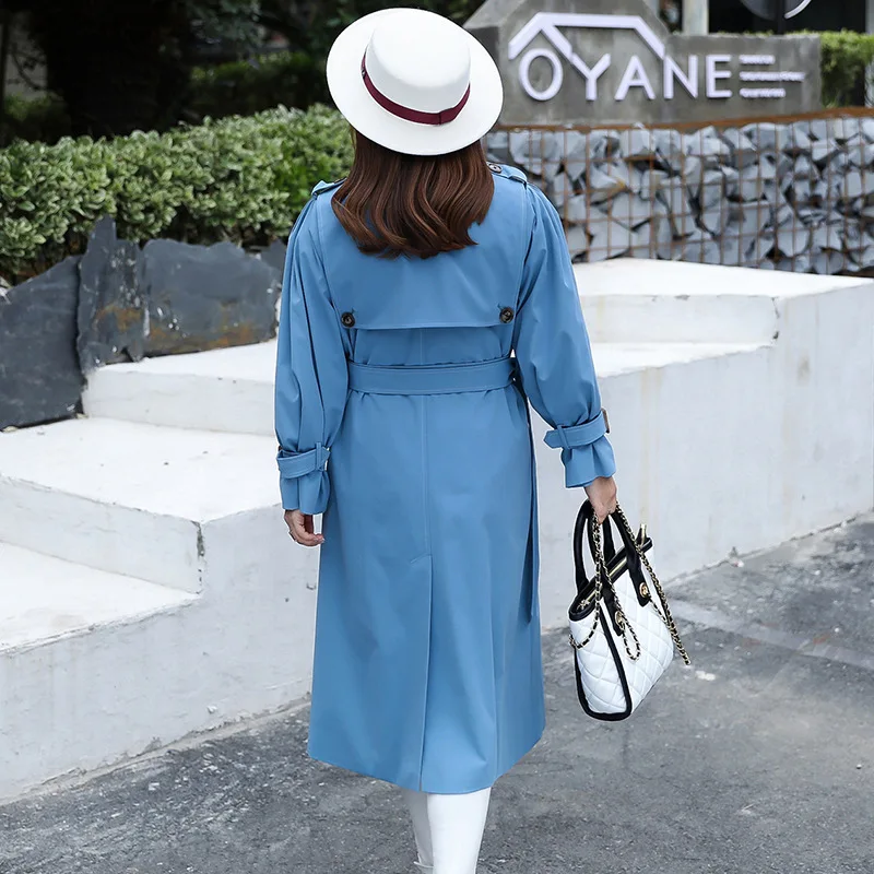 Женский свободный тренчкот в английском стиле однотонная Европейская ветровка с