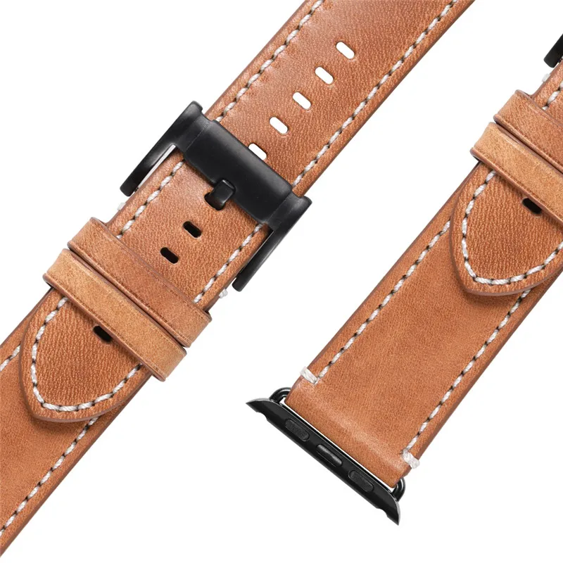 Brown-black buckle CHIMAERA наручных часов Apple Watch, версии кожаный ремешок для часов на замену для наручных часов iWatch серии 1/2/3/4 Для мужчин Для женщин для 38 мм 42 мм 40 мм 44 мм - Цвет ремешка: Brown-black buckle