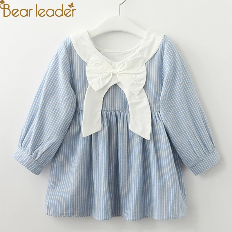Bear leader/платье для девочек; Новинка; осенние платья принцессы в английском стиле с рукавами-лепестками; дизайнерская клетчатая одежда с принтом для детей