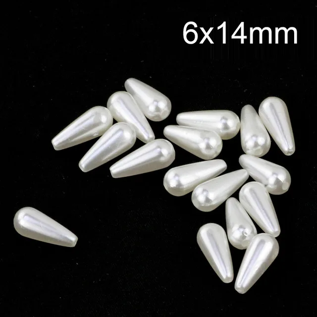 6x14mm 100 г/пакет, 8x15 мм, 6x14 мм, 6x10 мм, винтажные жемчужные бусины из искусственного жемчуга цвета слоновой кости с каплевидными камнями - Цвет: 6x14mm