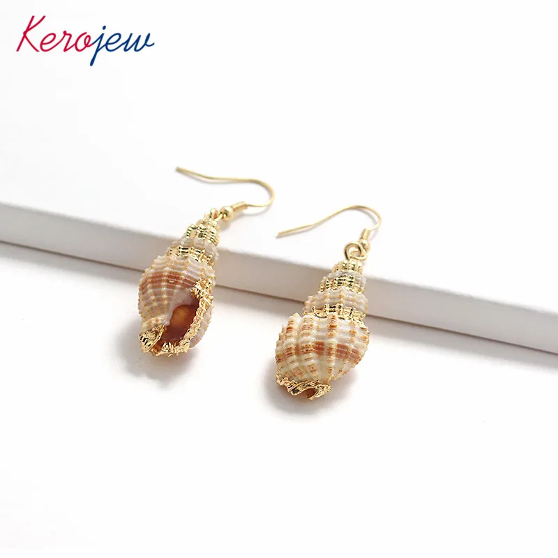 Личность Seashell висячие серьги с рисунком для Для женщин цинк золотистый сплав