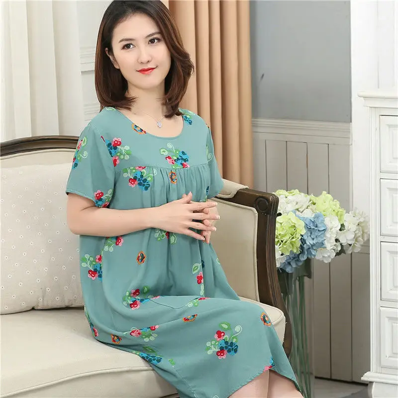 Style 18 Ночная рубашка женская с коротким рукавом мама летняя Домашняя одежда большой размер тонкий хлопок Мягкая Домашняя одежда Мода - Цвет: Style 18