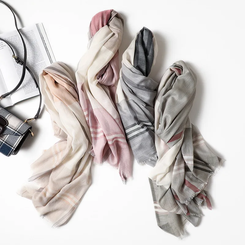 2018 осенние шарфы для женщин шали и накидки модные Омбре В Полоску женские хиджаб