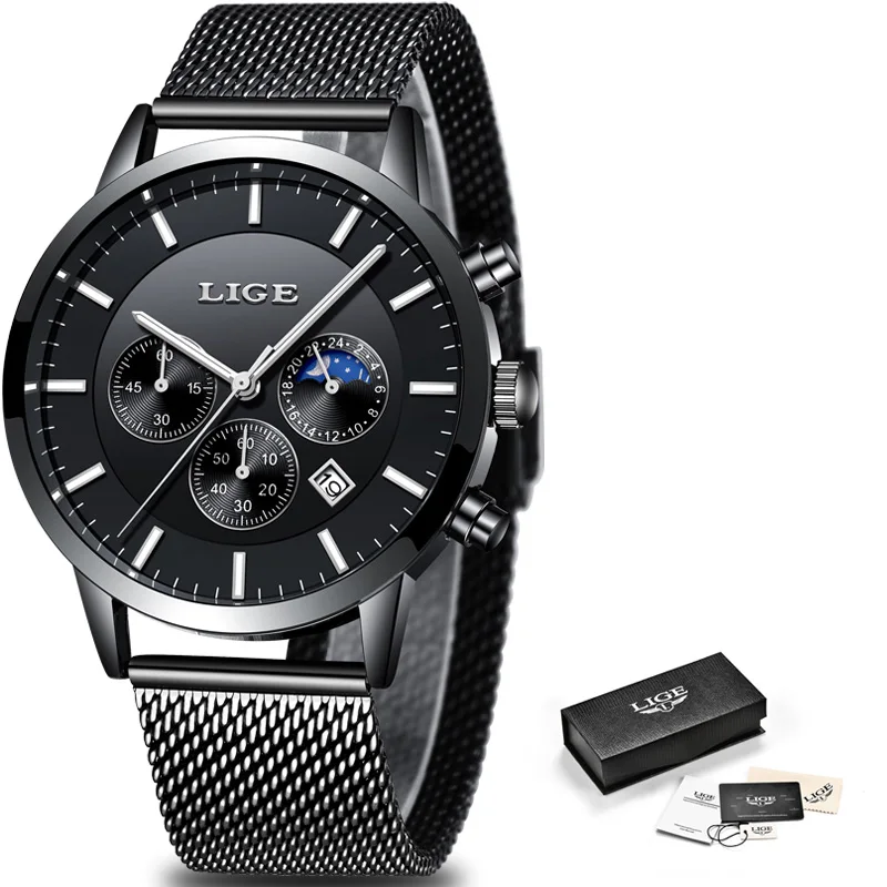 2018 LIGE Mens Watch Top Brand Luxury Business Chronograph Male Creative Quartz Men Fashion Sport Relogio Masculino | Наручные часы