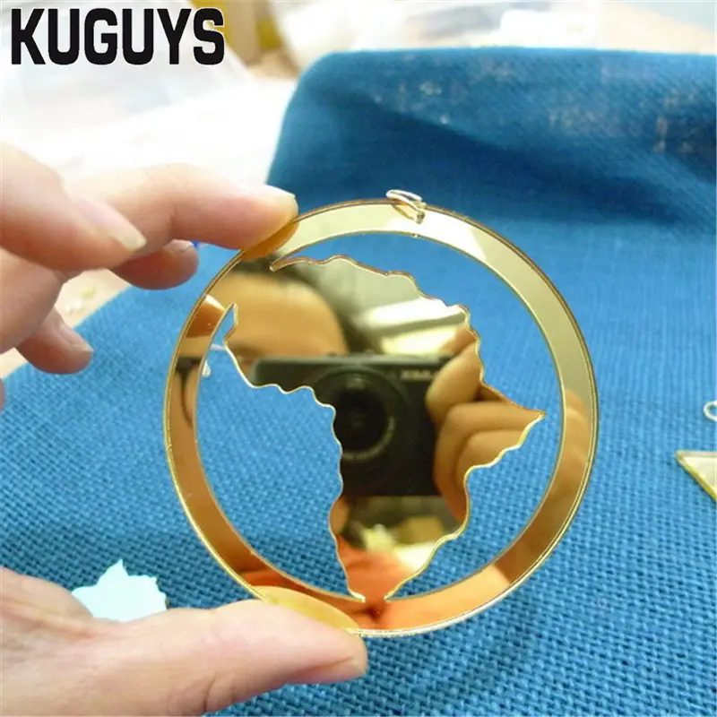 KUGUYS Карта Африки акриловые зеркальные золотые серьги для женщин хип хоп рок