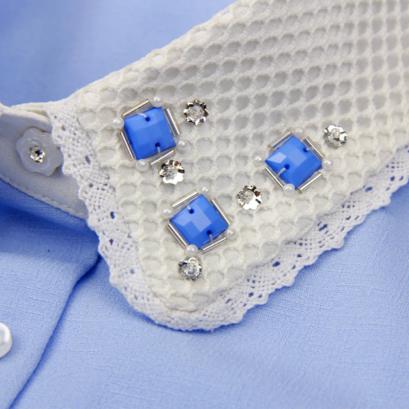 Женский съемный &quotПитер Пэн&quot Жемчужный бисерный женский блузка Однотонный