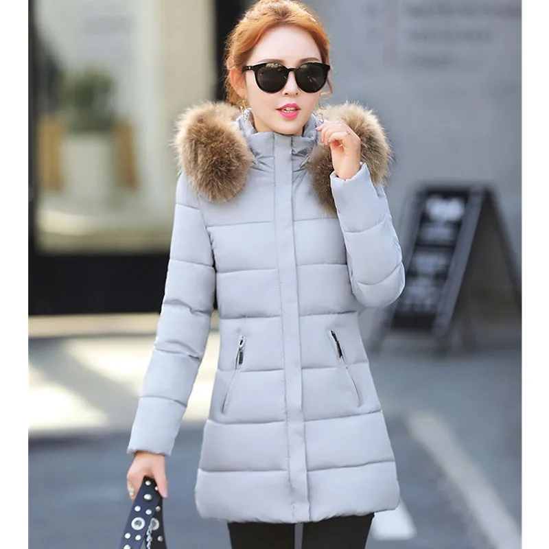 YAGENZ Autumn Winter Cotton clothing Jacket Long section large size Fashion Womens Keep warm Fur collar Hooded Coat 614 | Женская одежда