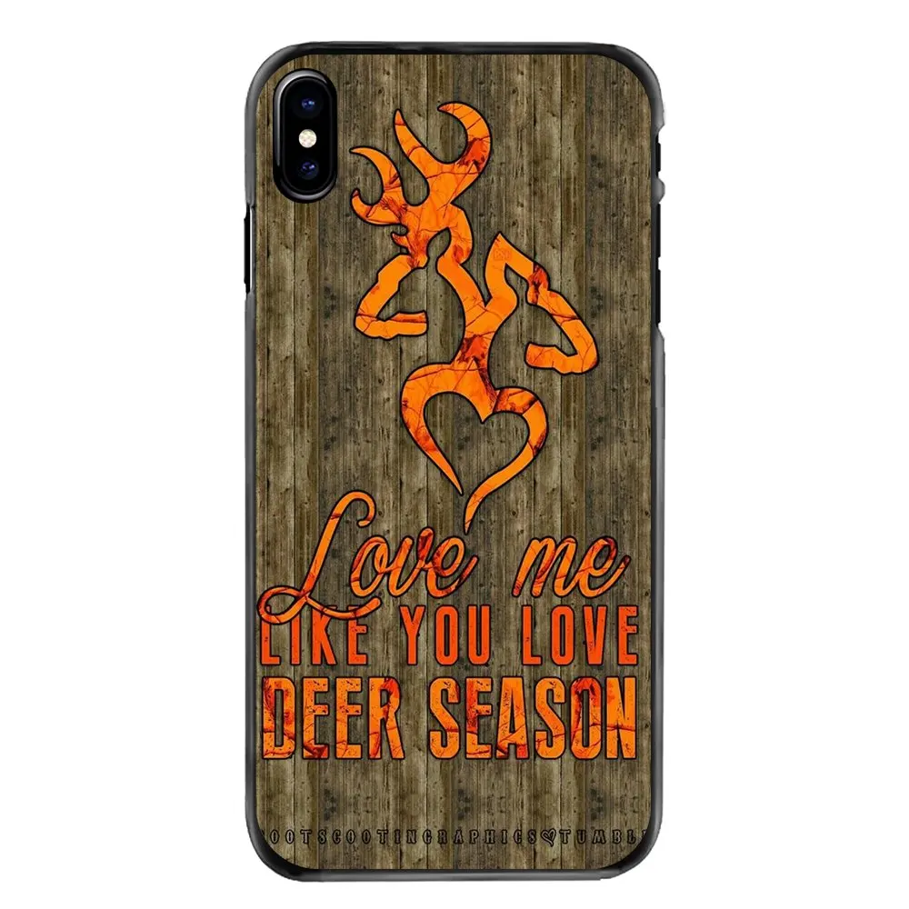 Жесткий черный кожаный чехол для iPhone 4 и 4S 5 5S 5C SE 6 6S 7 8 Plus X XR XS Max iPod Touch Browning Camo logo deer