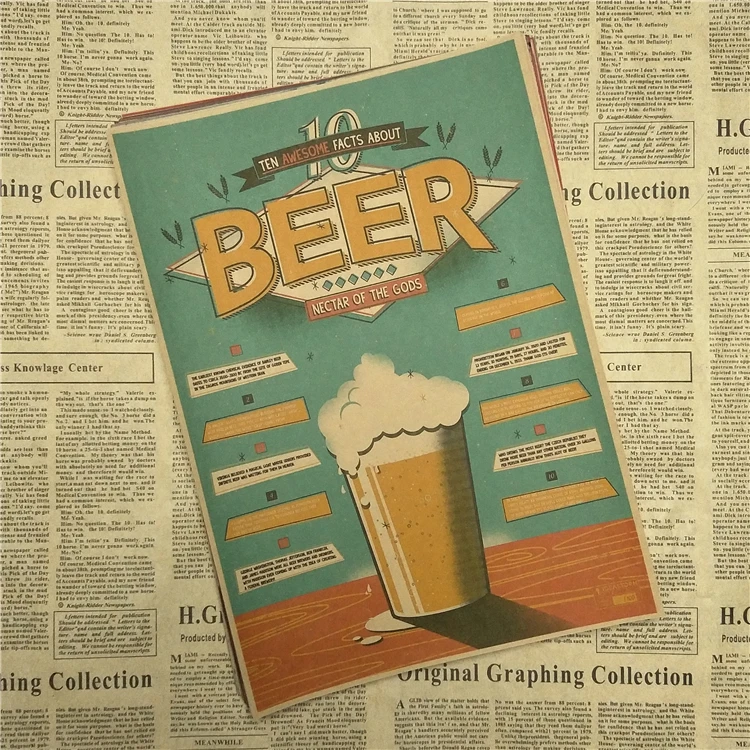Funny Retro BEER Cheers Vintage Poster Kraft Paper Adornment Movie Posters Wall Stickers | Дом и сад