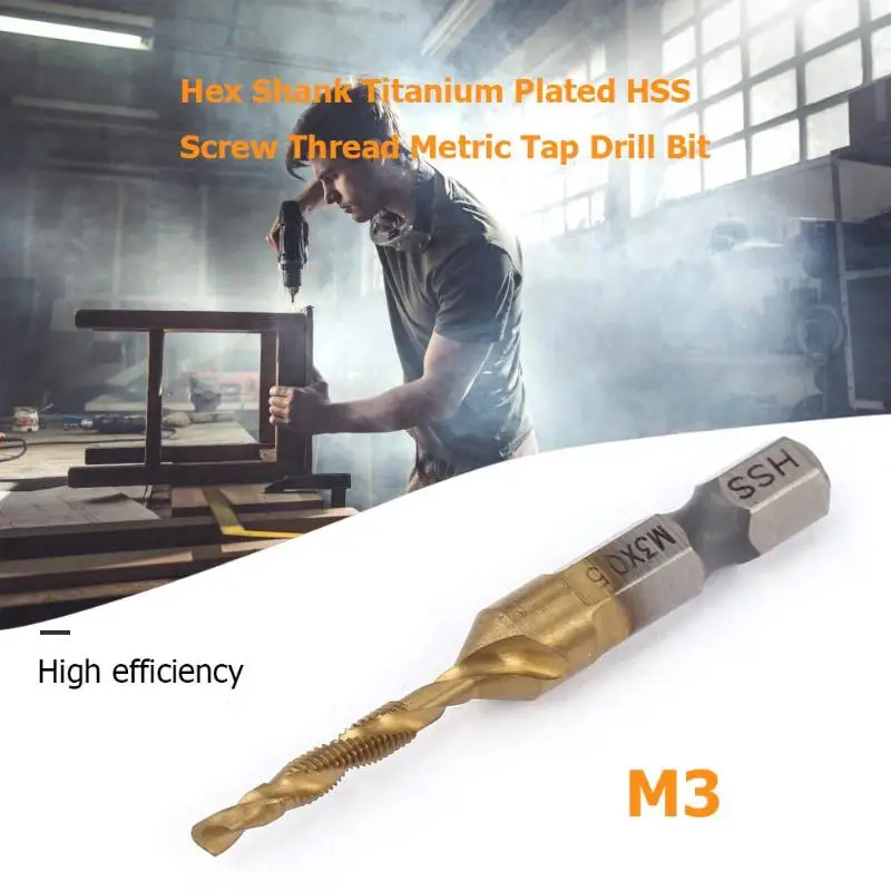 M3-M10 сверло с шестигранным хвостовиком, титановое покрытие, HSS, ручная резьба, метрический композитный кран, сверло, ручной кран, сверла