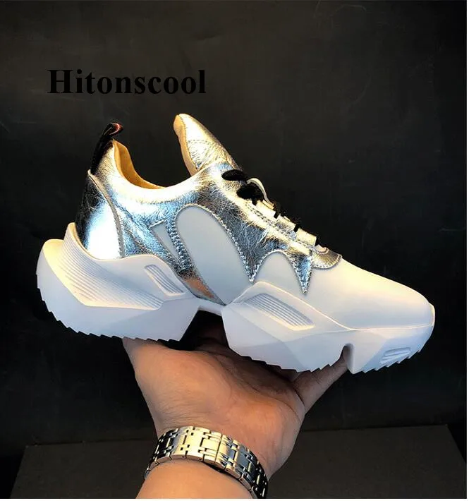 Женские кроссовки со шнуровкой белые серебристые на толстой подошве 6 5 см