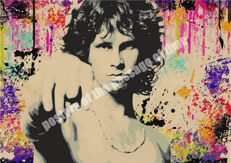ВИНТАЖНЫЙ ПЛАКАТ домашний декор двери Jim Morrison крафт-рок плакат ретро плакат Рок-группа плакат музыкальной звезды настенные картины - Цвет: Кофе