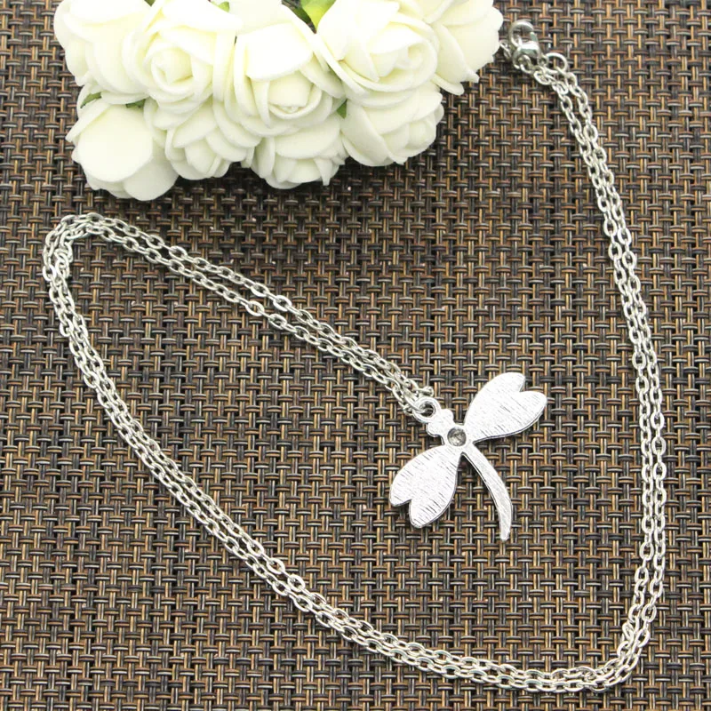 Новое модное ожерелье со стрекозой 29x34 мм Женское и мужское короткое колье