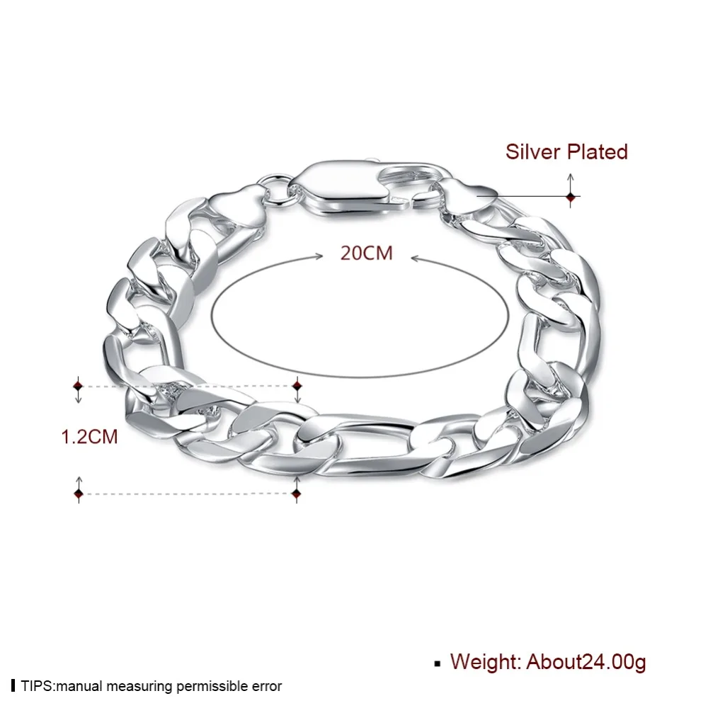 Женский серебристый браслет-цепочка 12 мм | Украшения и аксессуары