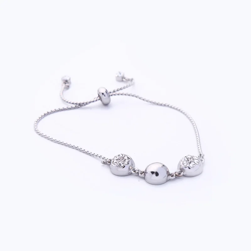 Silver Color Adjustable Bracelets For Women OL Crystal Simple Chains Anniversary Gifts 2019 Fashion Jewelry Accessories | Украшения и
