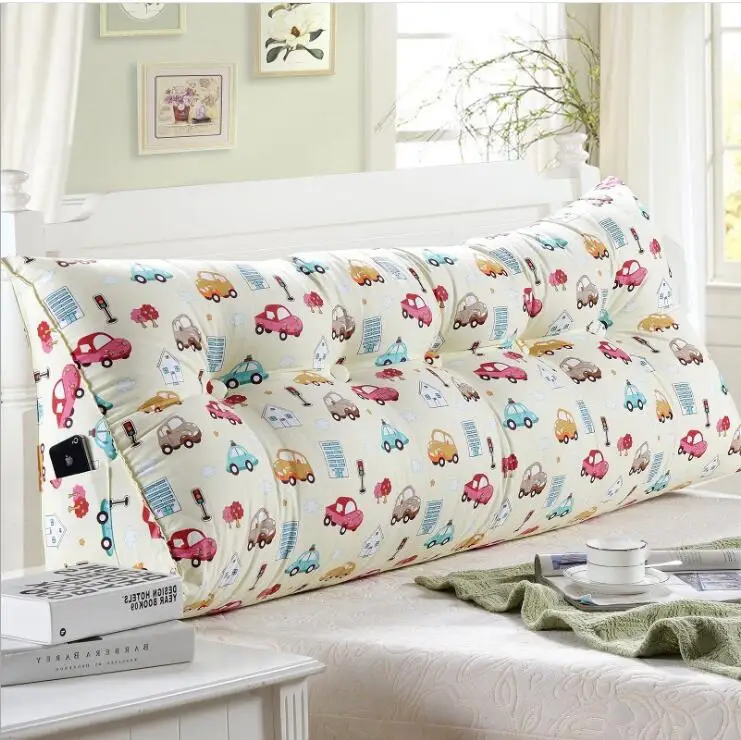 color22 New 50x150cm Printed Cotton Wedge Pillow for Bed Backrest Cushion Washable large Waist Support Cushion Home Decor Bedside Pillow - Цвет: color22