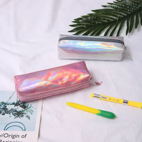 Новинка большой лазерный канцелярский карандаш на молнии косметичка для макияжа