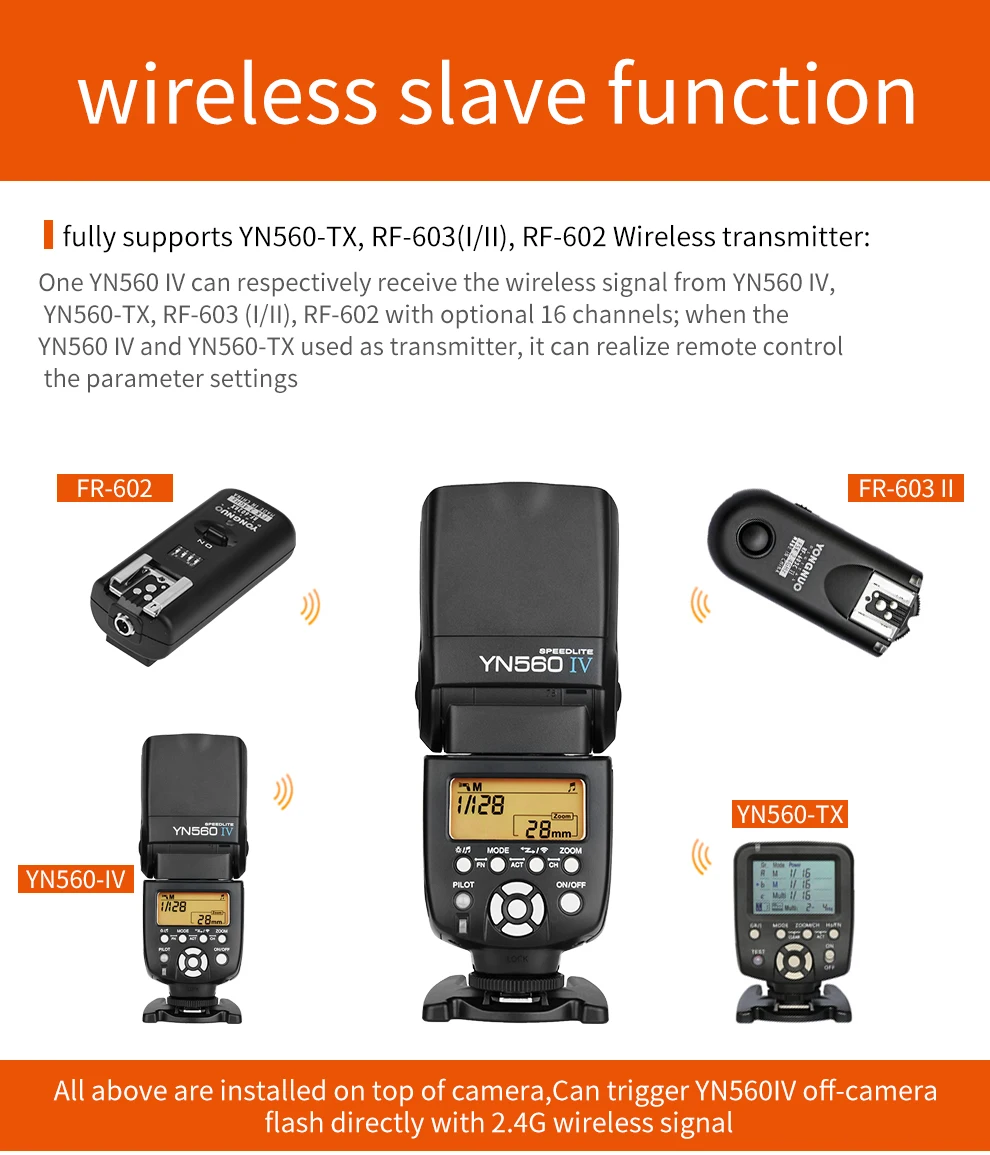 YONGNUO YN560 IV 2,4 ГГц Беспроводная вспышка Speedlite трансивер Интегрированный для Canon Nikon Panasonic Pentax камеры+ подарочные наборы