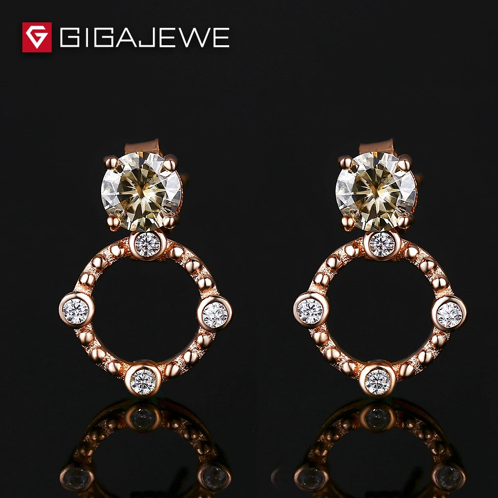 Серьги GIGAJEWE с муассанитом желтые круглые ювелирные украшения из серебра 4