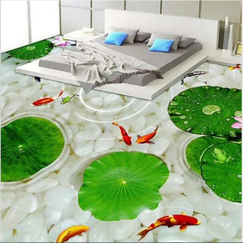 

beibehang Customized fashion floor high-end flower leaf 3D kitchen non-slip waterproof thickened self-adhesive PVC mural