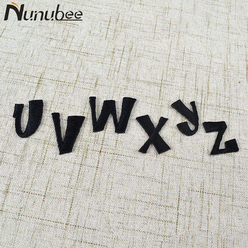 Nunubee 1 шт. черные 26 Английских Букв Сделай Сам патчи Вышивка Железо На Патчи с