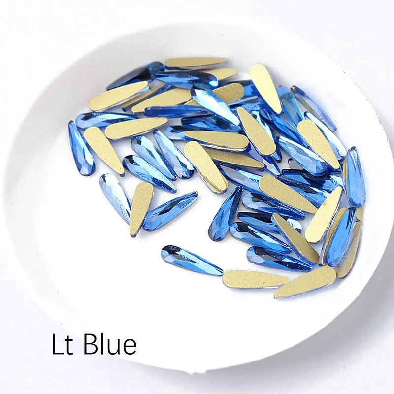 Lt Blue 30/100 шт разноцветные стразы в форме капли воды для ногтей, Кристальные блестящие стразы, семена дыни, Алмазный Декор для ногтей, инструменты для маникюра - Цвет: Lt Blue